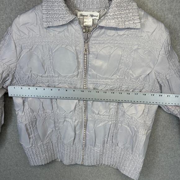General Apparel Jacket Women Small Silver Gray 100% Polyester Full Zip Collared - Picture 8 of 13